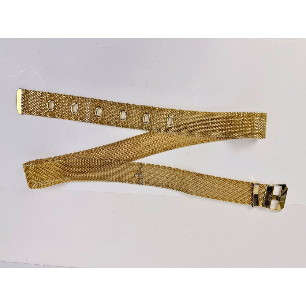 Napier Vintage Gold Tone Mesh Belt Adjustable Buckle Closure Mid-Century Modern